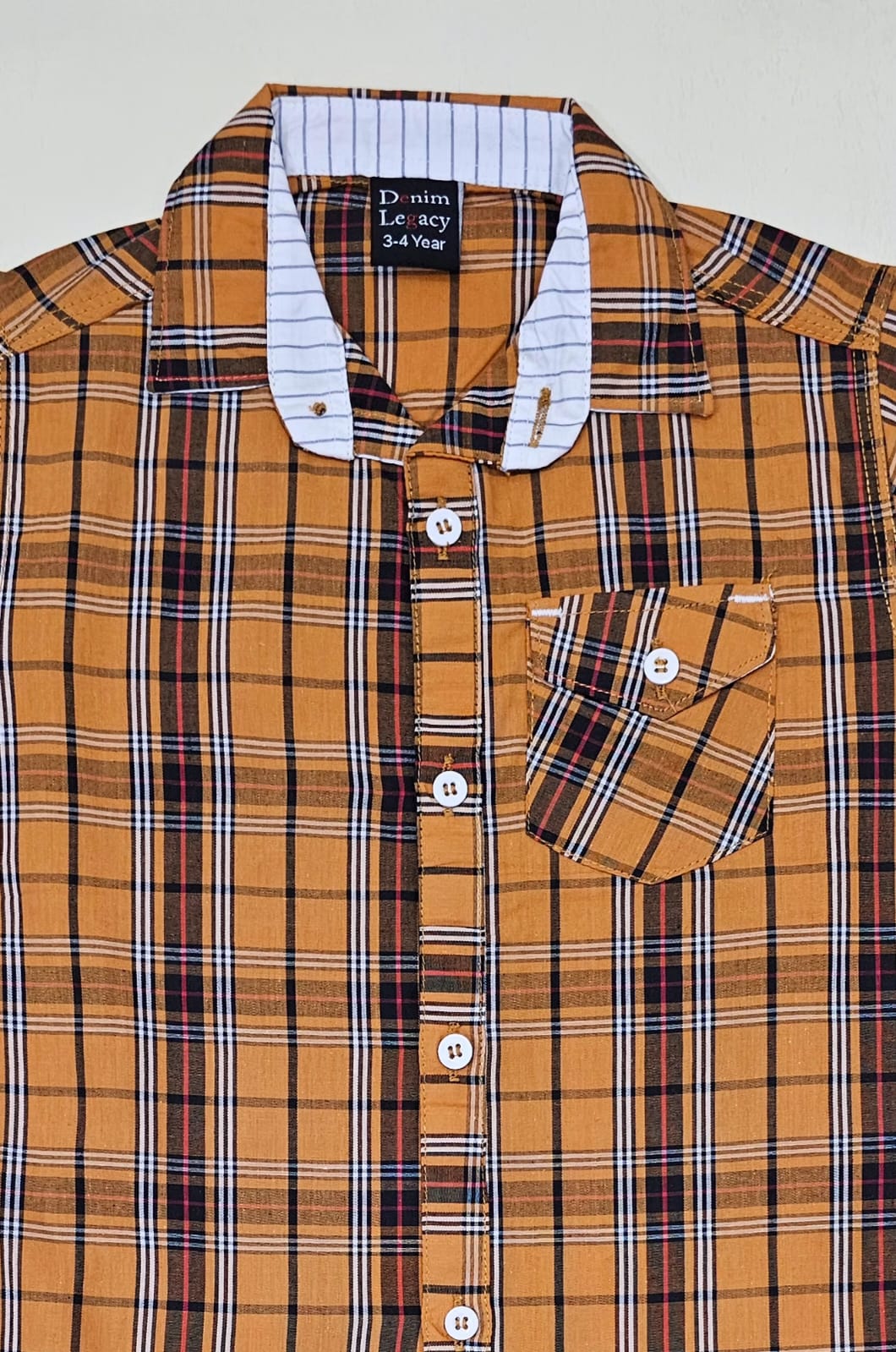 Camel & Black check Boys Half Sleeve Casual Shirts