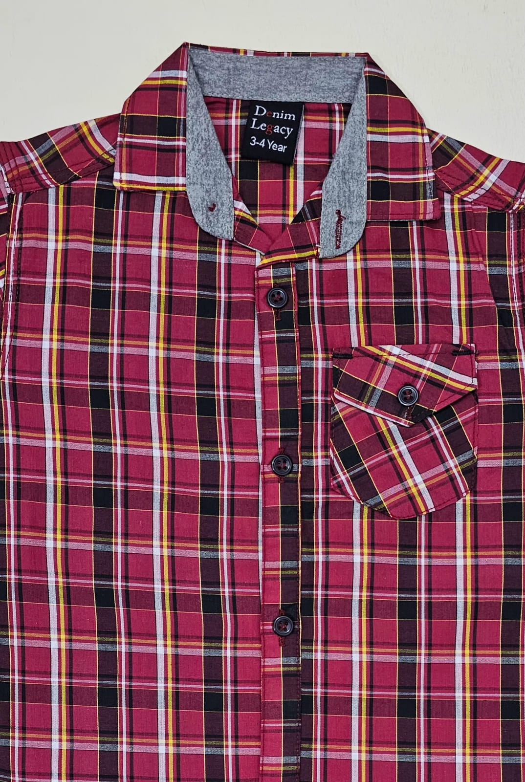 Red & Black check Boys Half Sleeve Casual Shirts