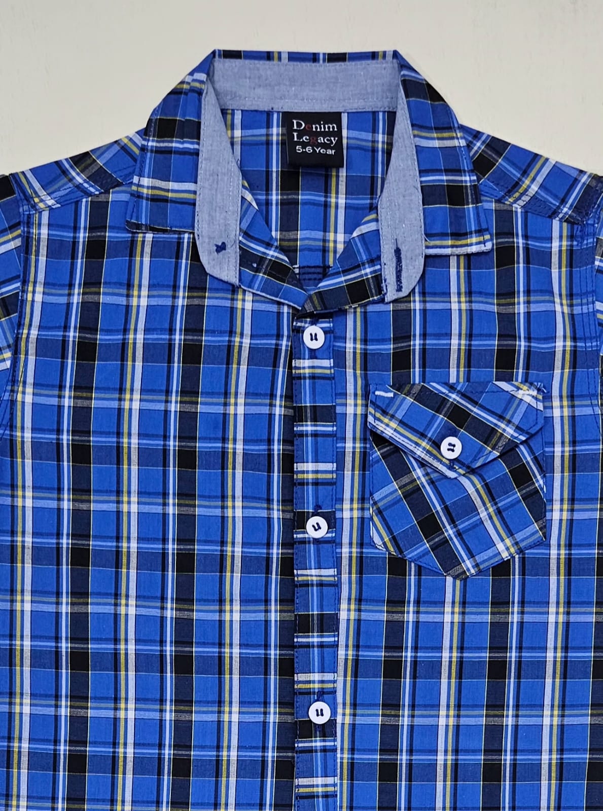 Blue & White check Boys Half Sleeve Casual Shirts