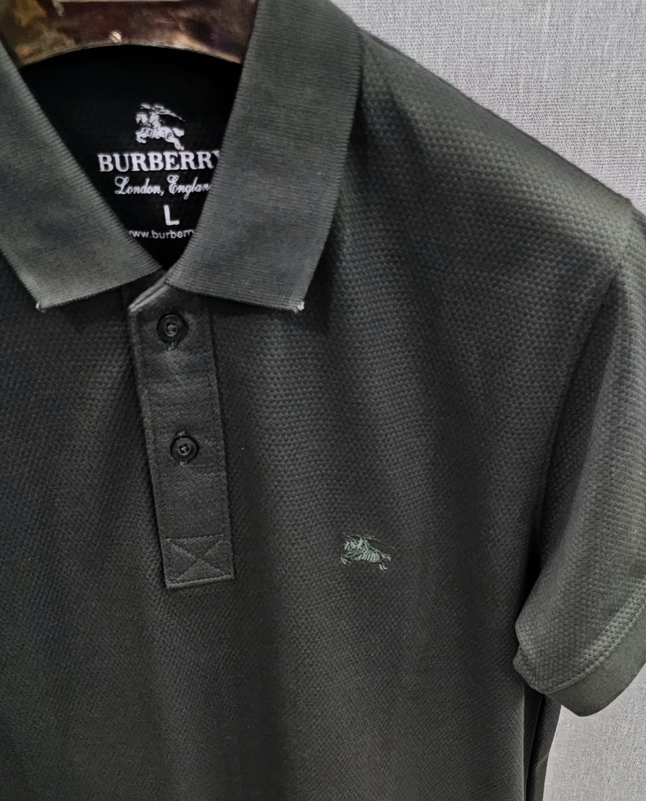 Mens knitted polo shirts in Cotton Jackard self Fabric Green