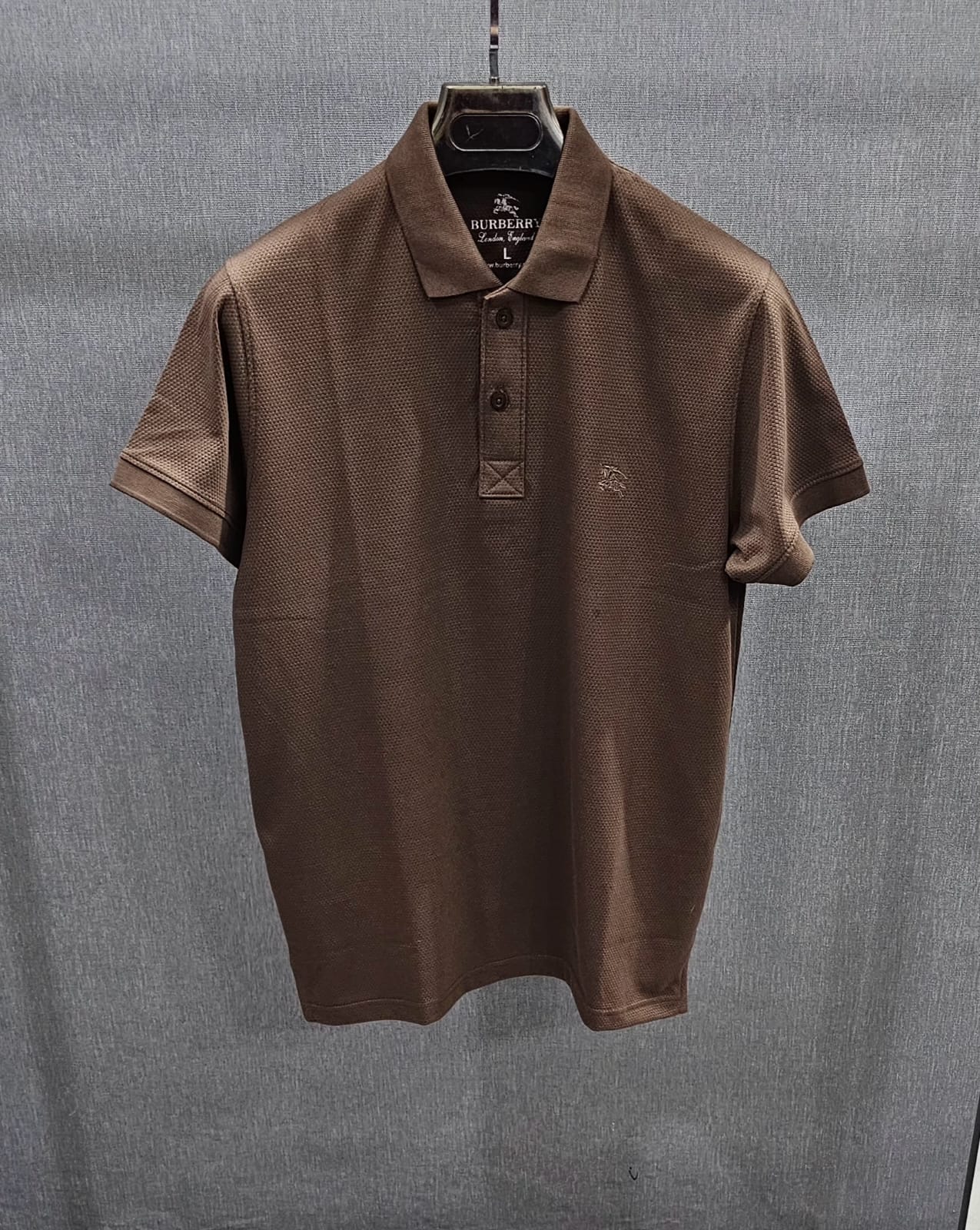 Mens knitted polo shirts in Cotton Jackard self Fabric Brown