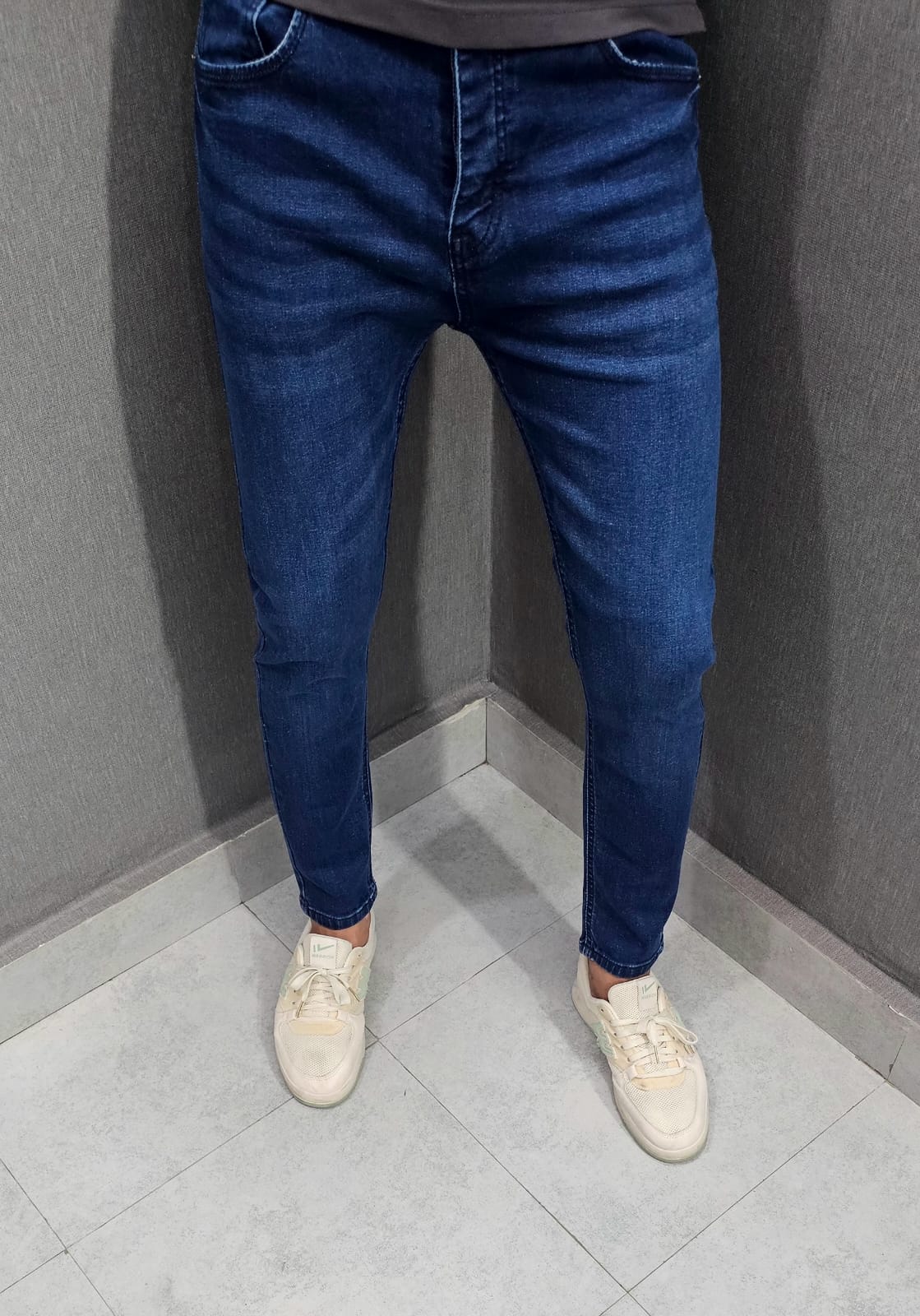 Mens Premium Stretch Ankle Jeans. Soft comfortable Stretch Denim Fabric Mid Blue