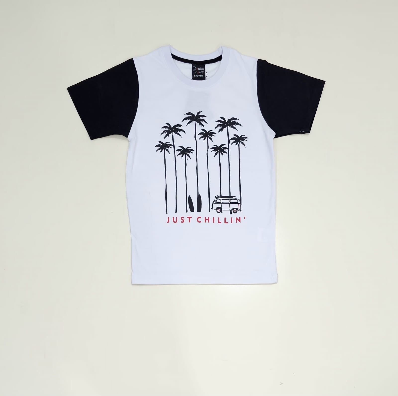 Boys Fashion T-shirts cotton jersey Black with contrast black arms