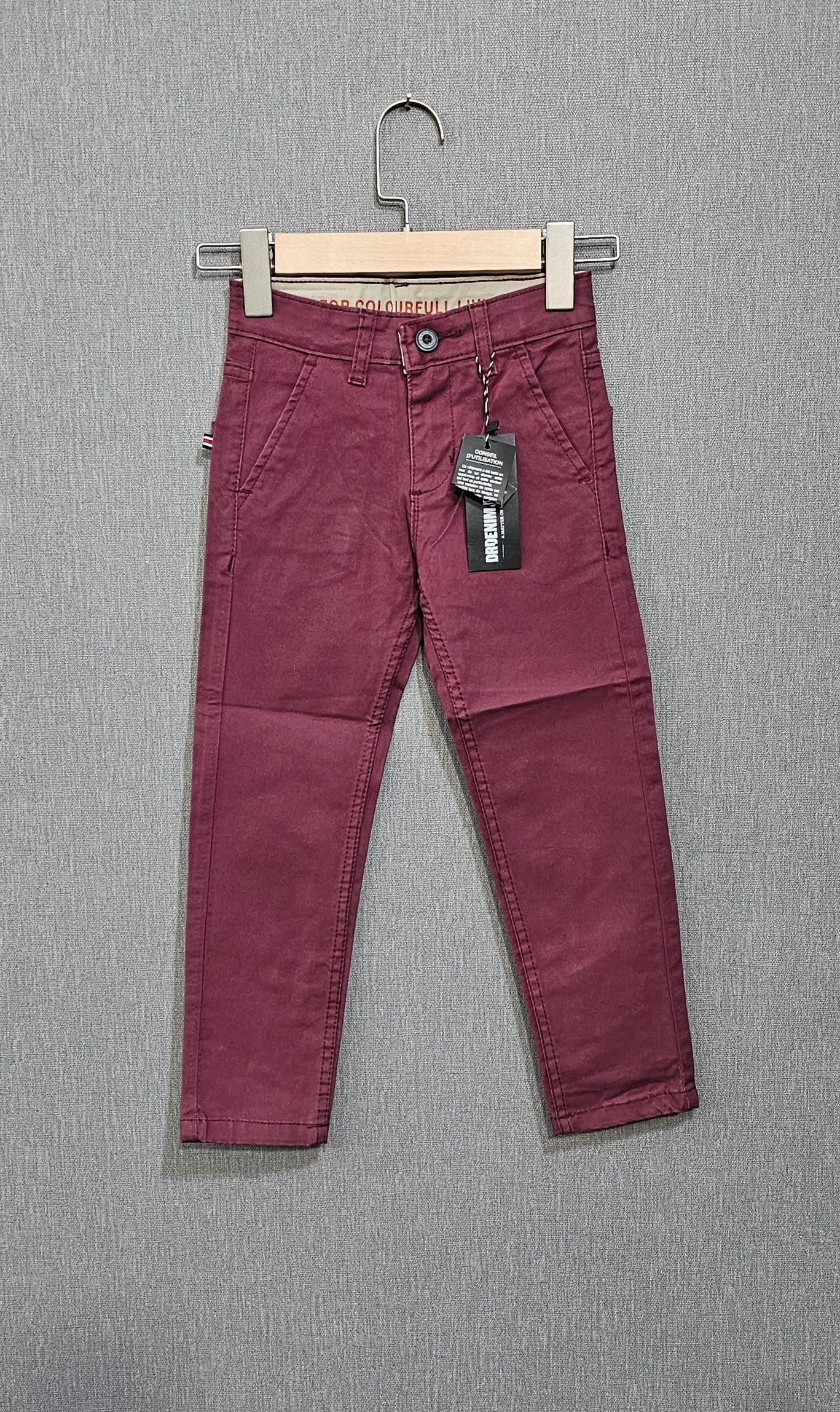 Maroon Cotton Jeans for Boys