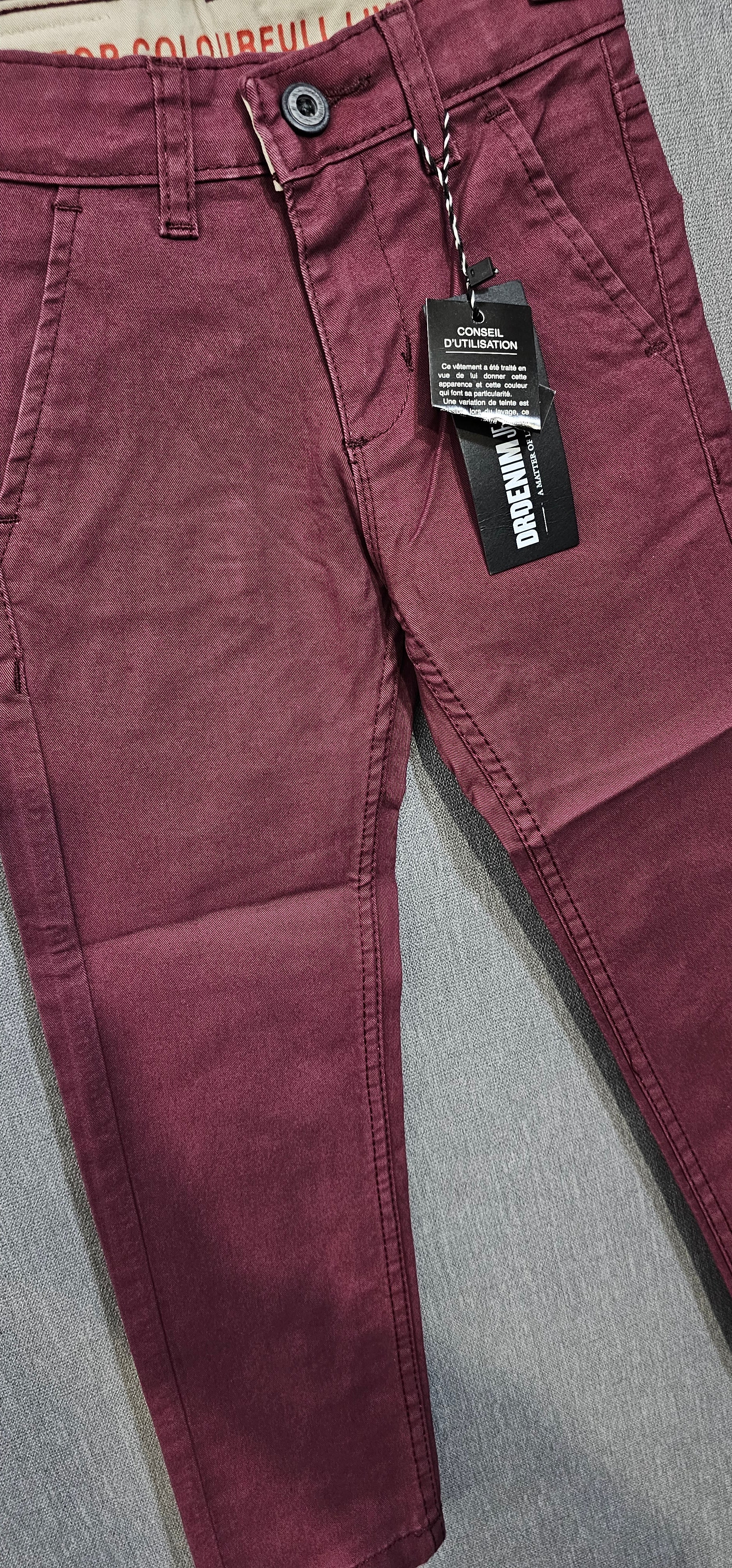 Maroon Cotton Jeans for Boys
