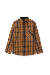 Mustar with Brown Check Boys Full Sleeve Casual Shirts