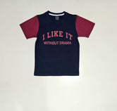 Boys Fashion T-shirts cotton jersey Navy Blue with contrast red arms.