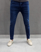Mens Premium Stretch Ankle Jeans. Soft comfortable Stretch Denim Fabric Mid Blue