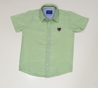 Light Green Plain Boys Half Sleeve Casual Shirts