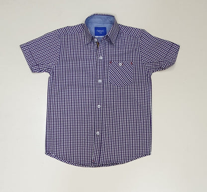 Purple Check Boys Half Sleeve Casual Shirts