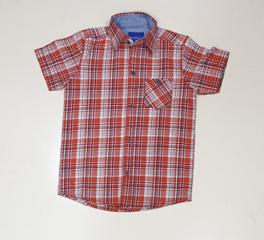 Orange Check Boys Half Sleeve Casual Shirts