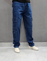 DL - Dark Blue. Denim Legacy Loose Fit Jeans, 8 pocket, soft comfortable non stretch Denim.