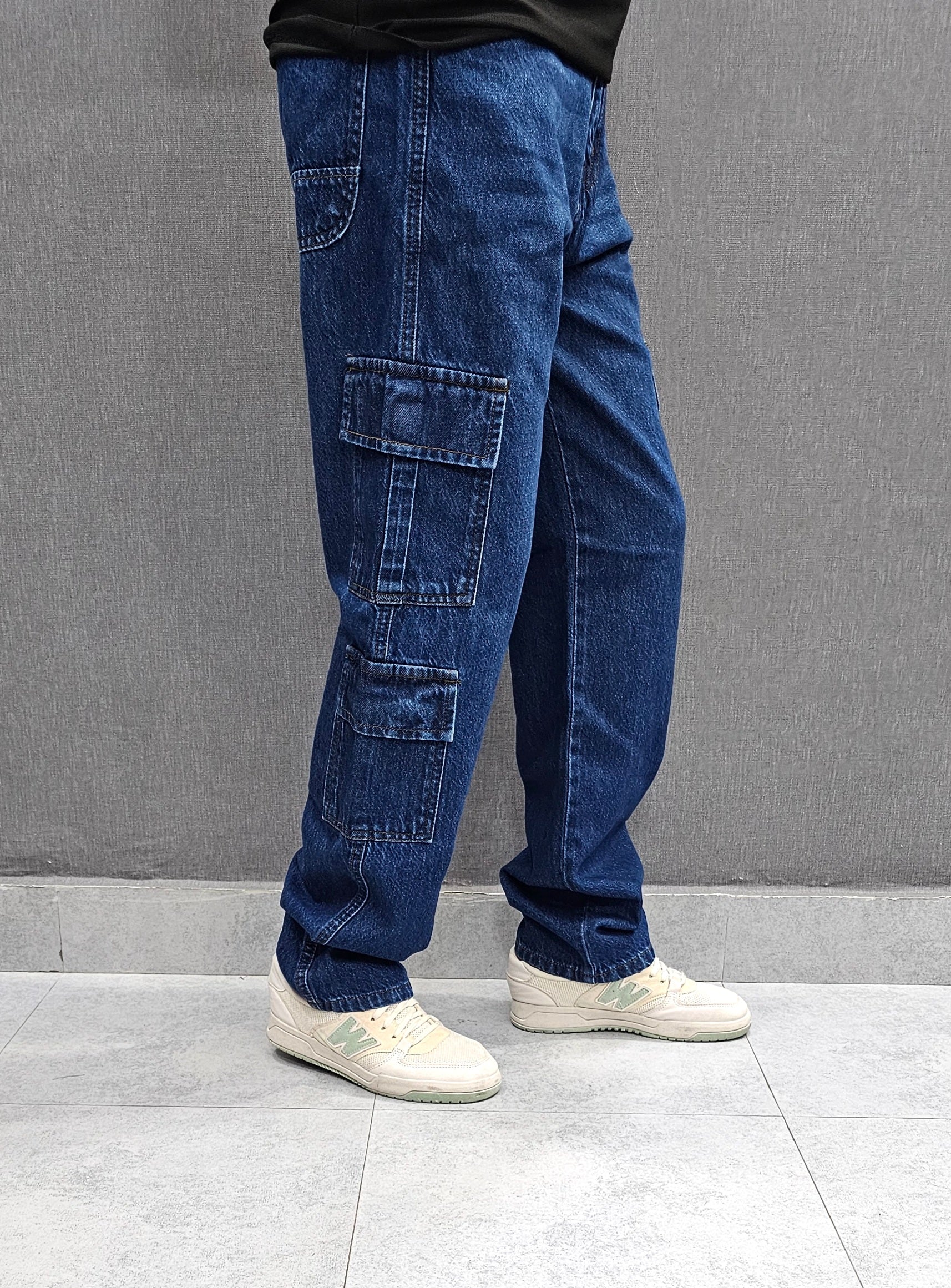 DL - Dark Blue. Denim Legacy Loose Fit Jeans, 8 pocket, soft comfortable non stretch Denim.