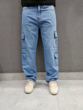 DL - Light Blue. Denim Legacy Loose Fit Jeans, 8 pocket, soft comfortable non stretch Denim.