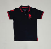 Boys Polo shirt PQ fabric, embroidered design, Black colour.