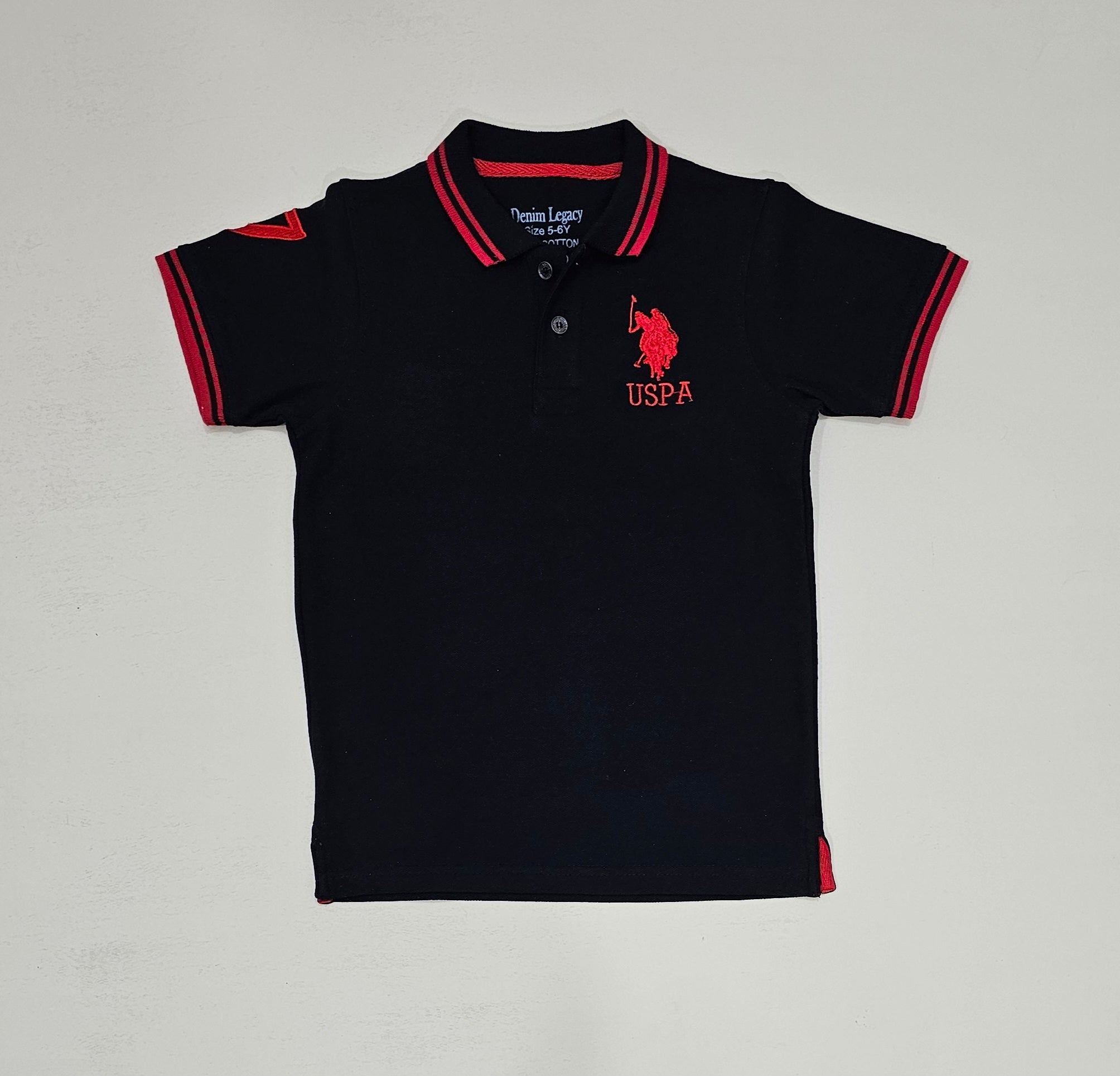Boys Polo shirt PQ fabric, embroidered design, Black colour.