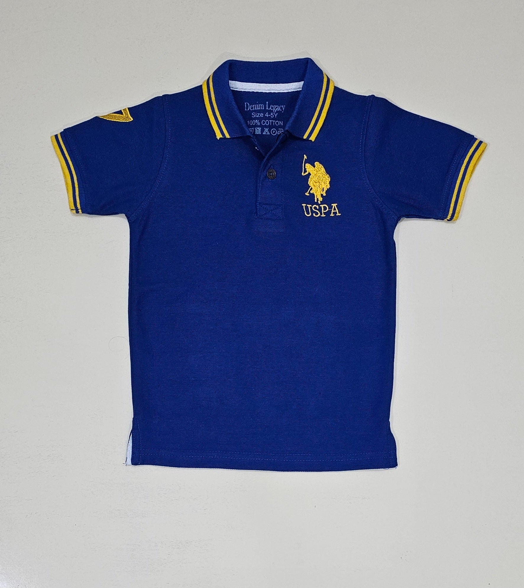 Boys Polo shirt PQ fabric, embroidered design, Blue colour.
