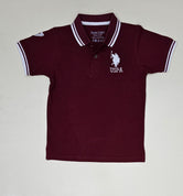 Boys Polo shirt PQ fabric, embroidered design, Dark Maroon colour.