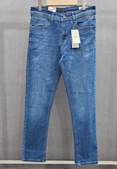 Mens Regular Fit Jeans, soft comfortable Stretch Denim Fabric, Dirty Tinted blue colour.