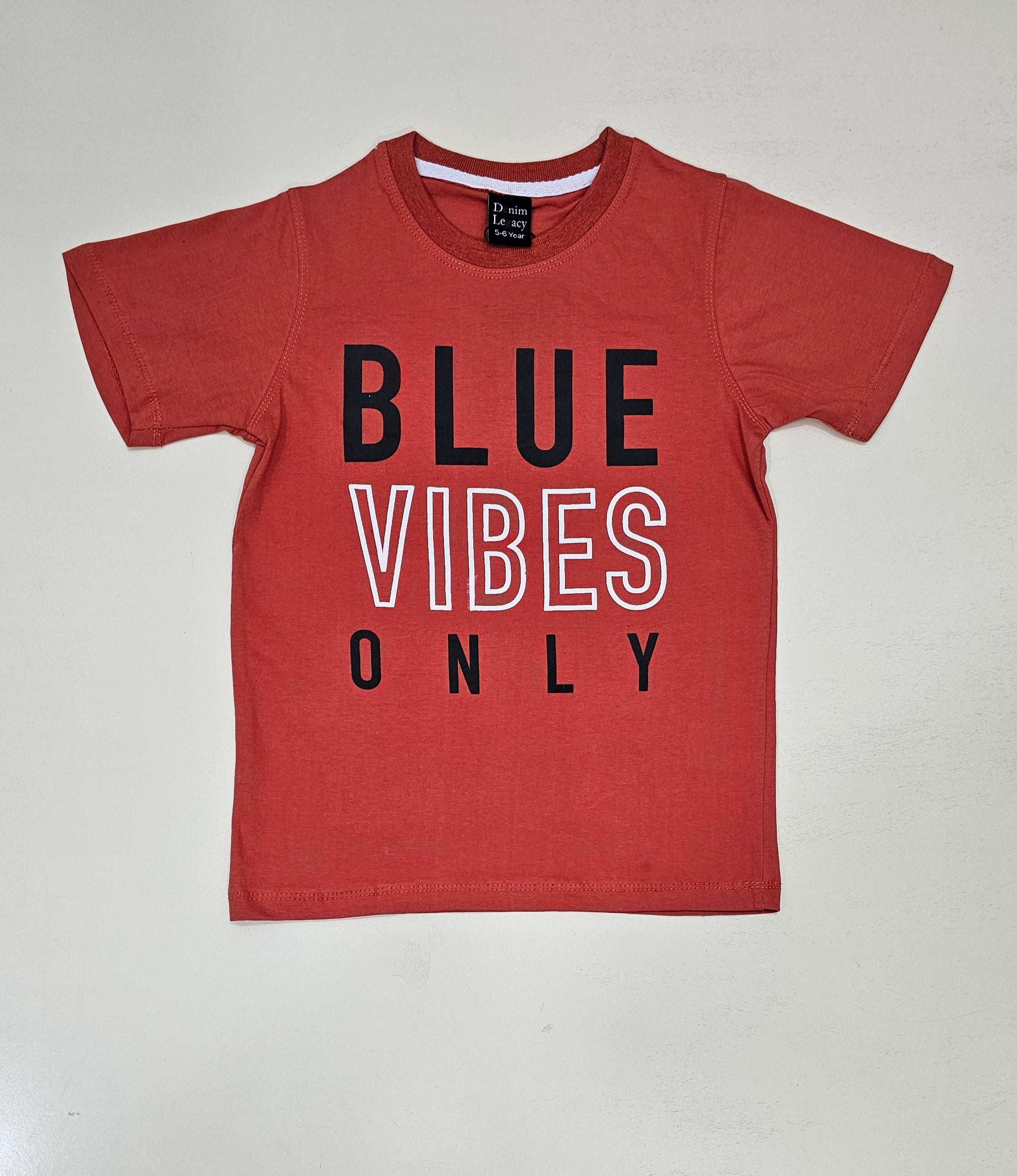 Blue Vibes Boys T-shirts Half sleeves in Cotton Jersey Fabric. Orange
