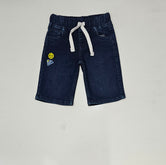 Smiley Kids Shorts Denim Stretch Fabric, Tinted Blue.