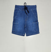 Six Pocket Boys Shorts Denim Stretch Fabric Colour, Mid Blue.