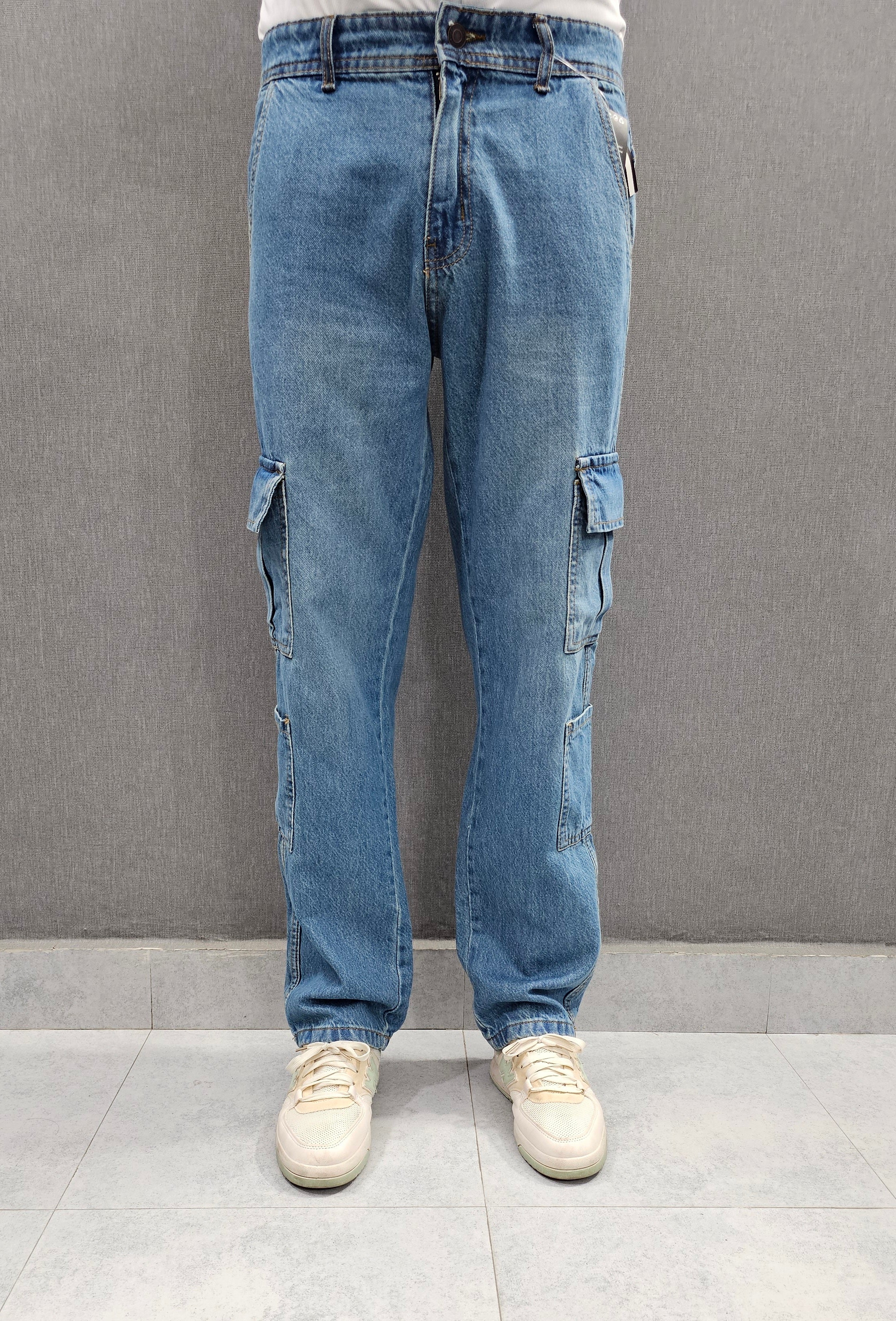 Dirty blue Loose Fit Jeans 8 pocket, Soft Comfortable non stretch Denim.