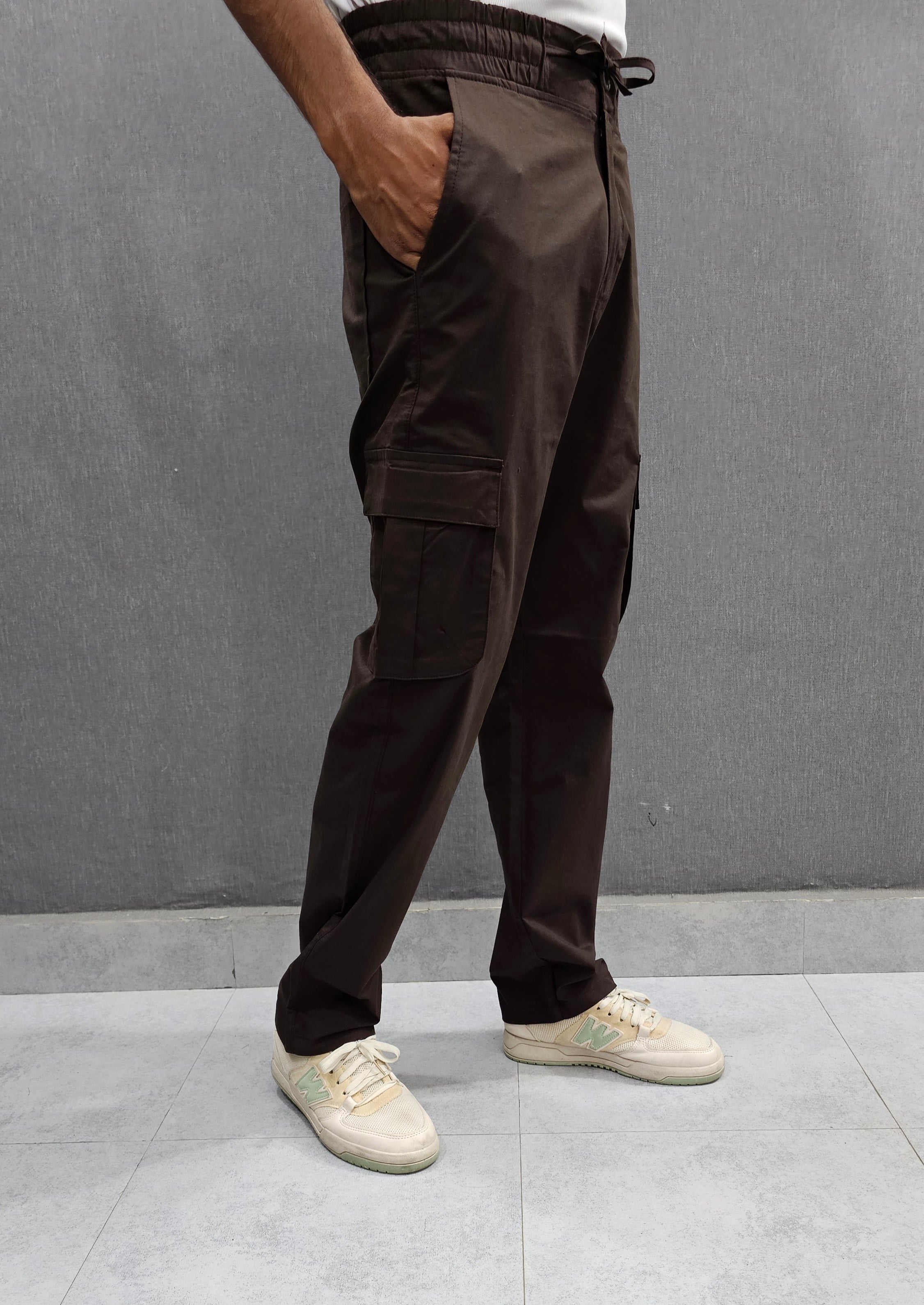 Chocolate Brown Loose Fit 6 pocket , Soft comfortable stretch Fabric.