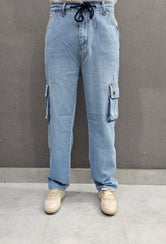 Sky Blue. Denim Legacy Loose Fit Jeans, 6 pocket Ballow, soft comfortable non stretch Denim.