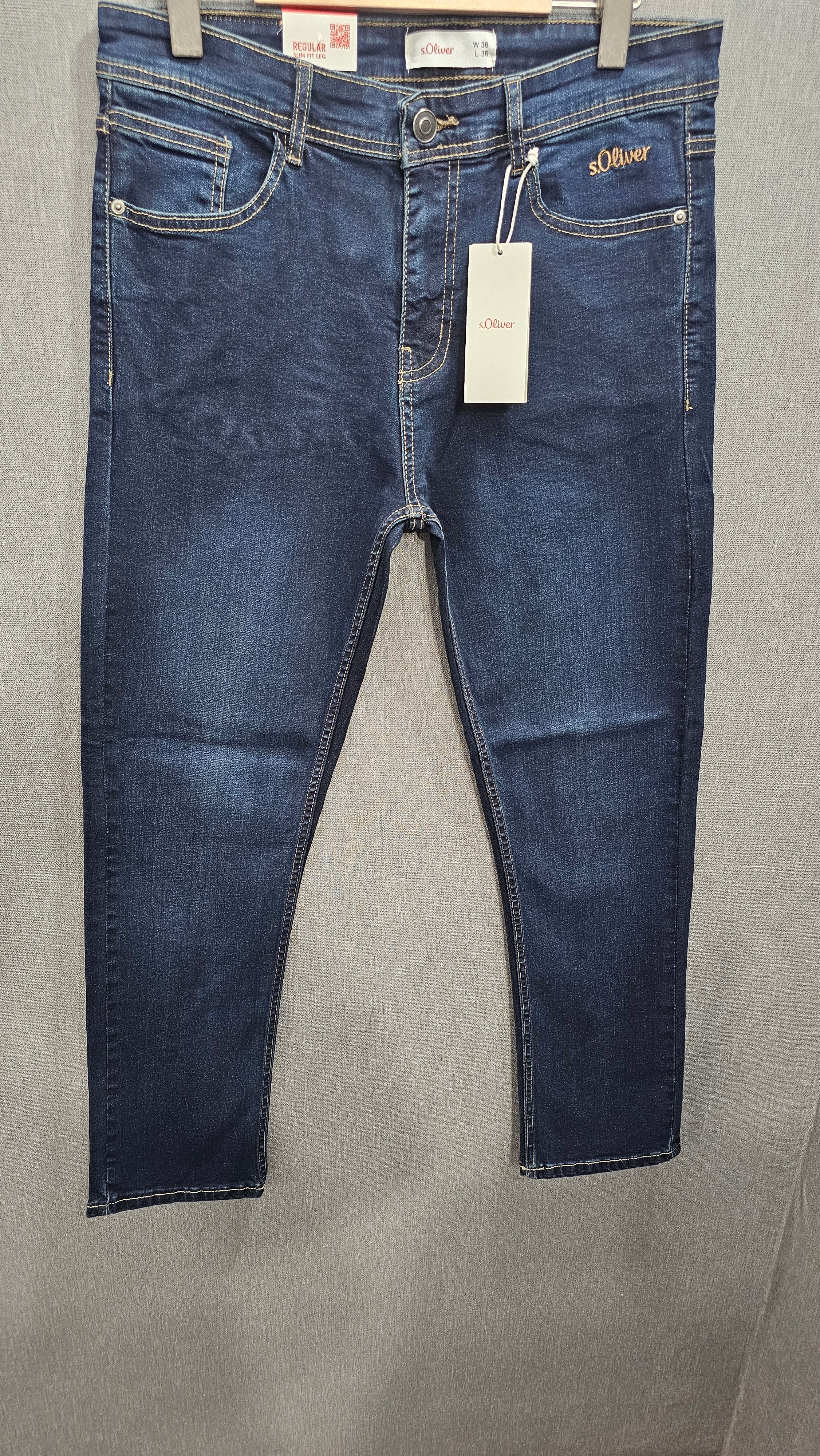 SO- Mens Regular Fit Jeans, soft comfortable Stretch Denim Fabric, Dark Tinted Blue colour.