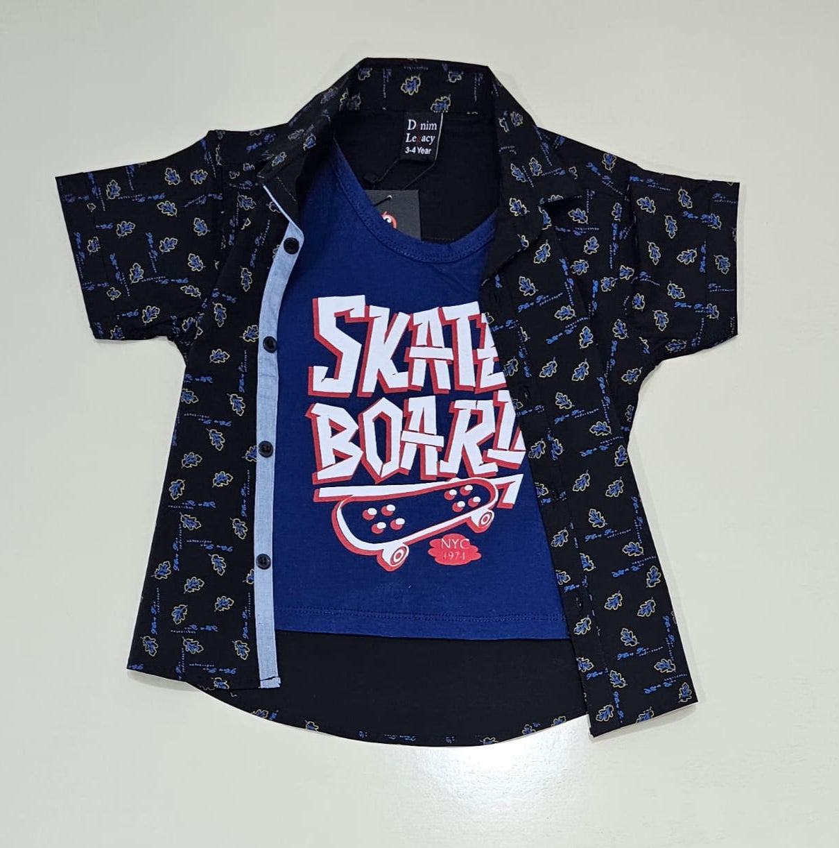Black with inside Blue tshirt Boys Casual Shirt