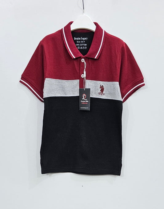 Red and Black Boys Polo shirt