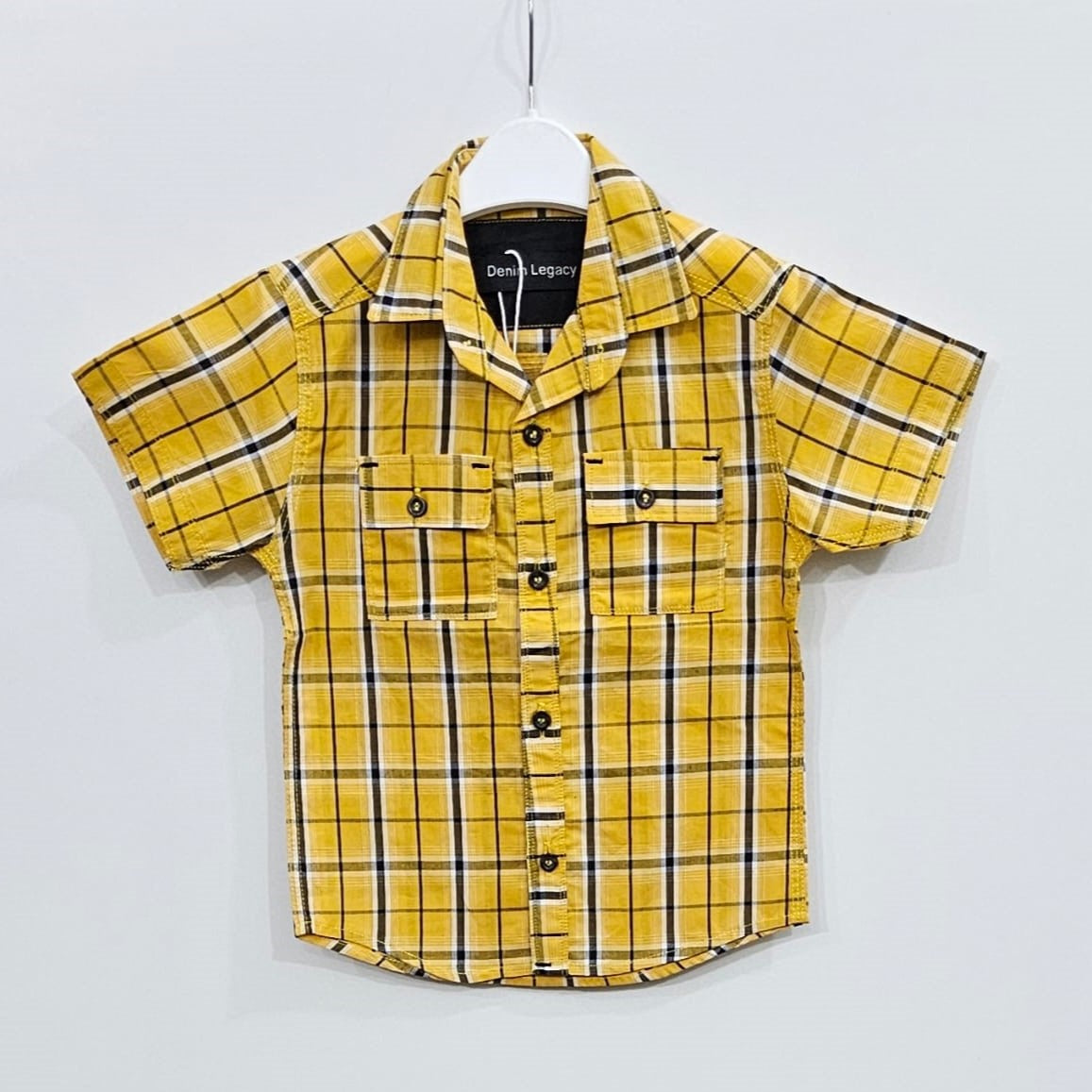 Yellow Check Boys Half Sleeve Casual Shirts