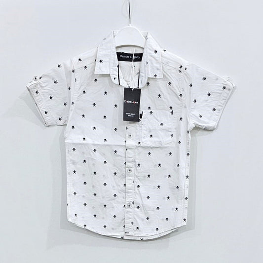 White Skull Boys Half Sleeve Casual Shirts