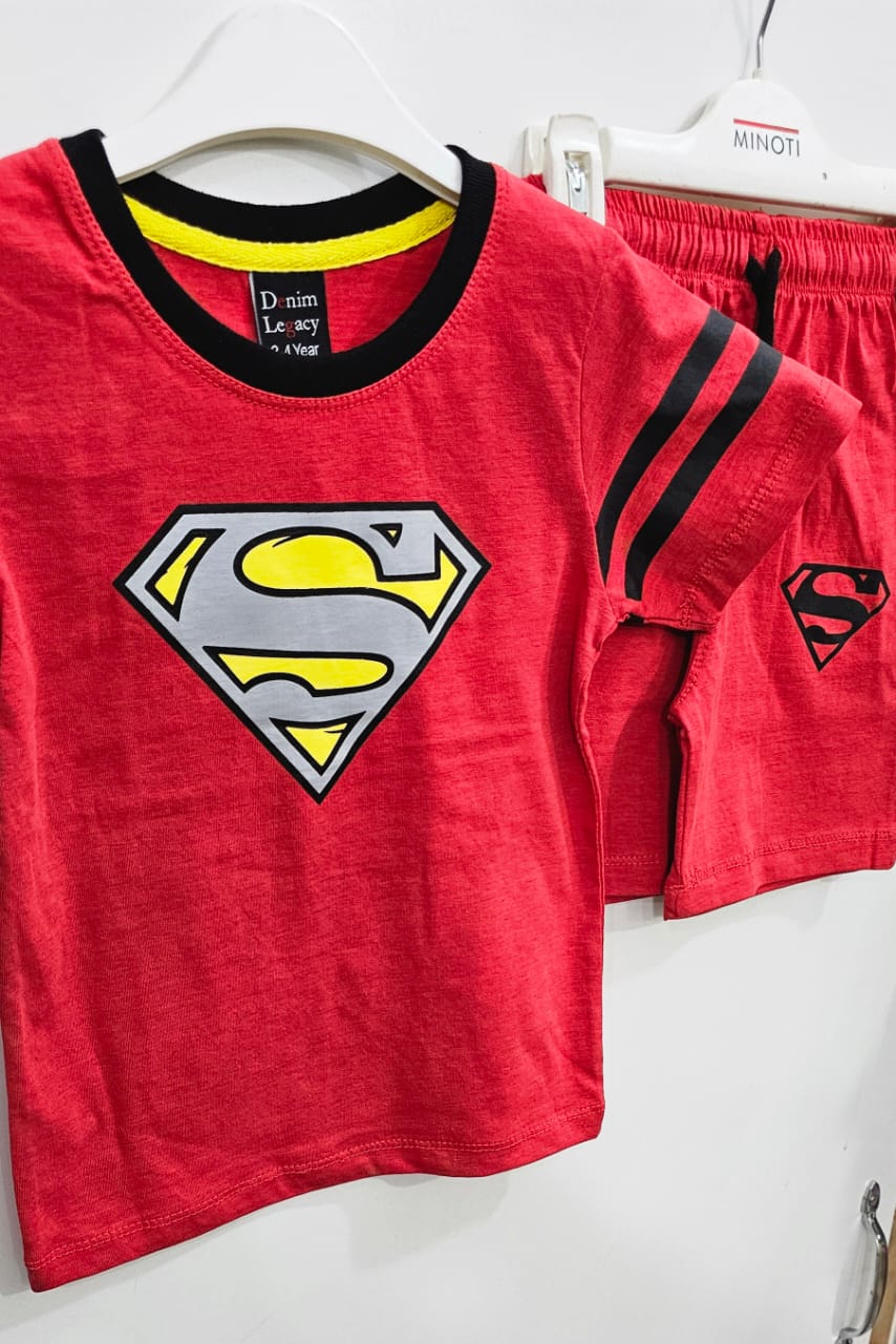 Red Superman Boys Suit with Shorts