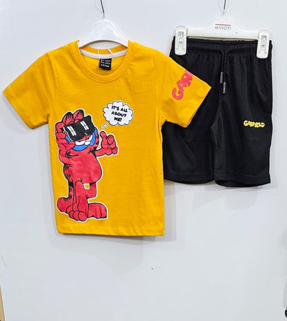 Yellow Garfield Boys Suit with Shorts