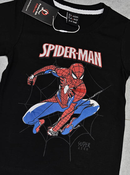 Black Spiderman Boys Shirt