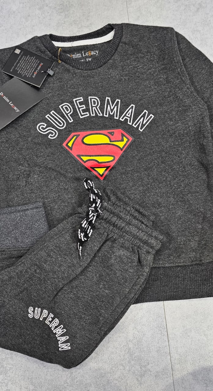 Dark Grey Super Man Boys Tracksuit