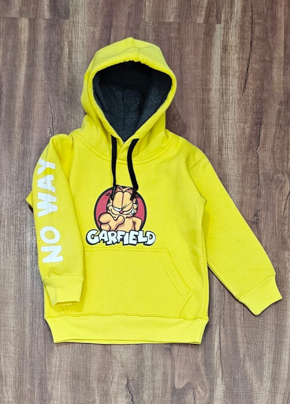 Garfield Yellow boys hoodies Cotton Fleece Fabric