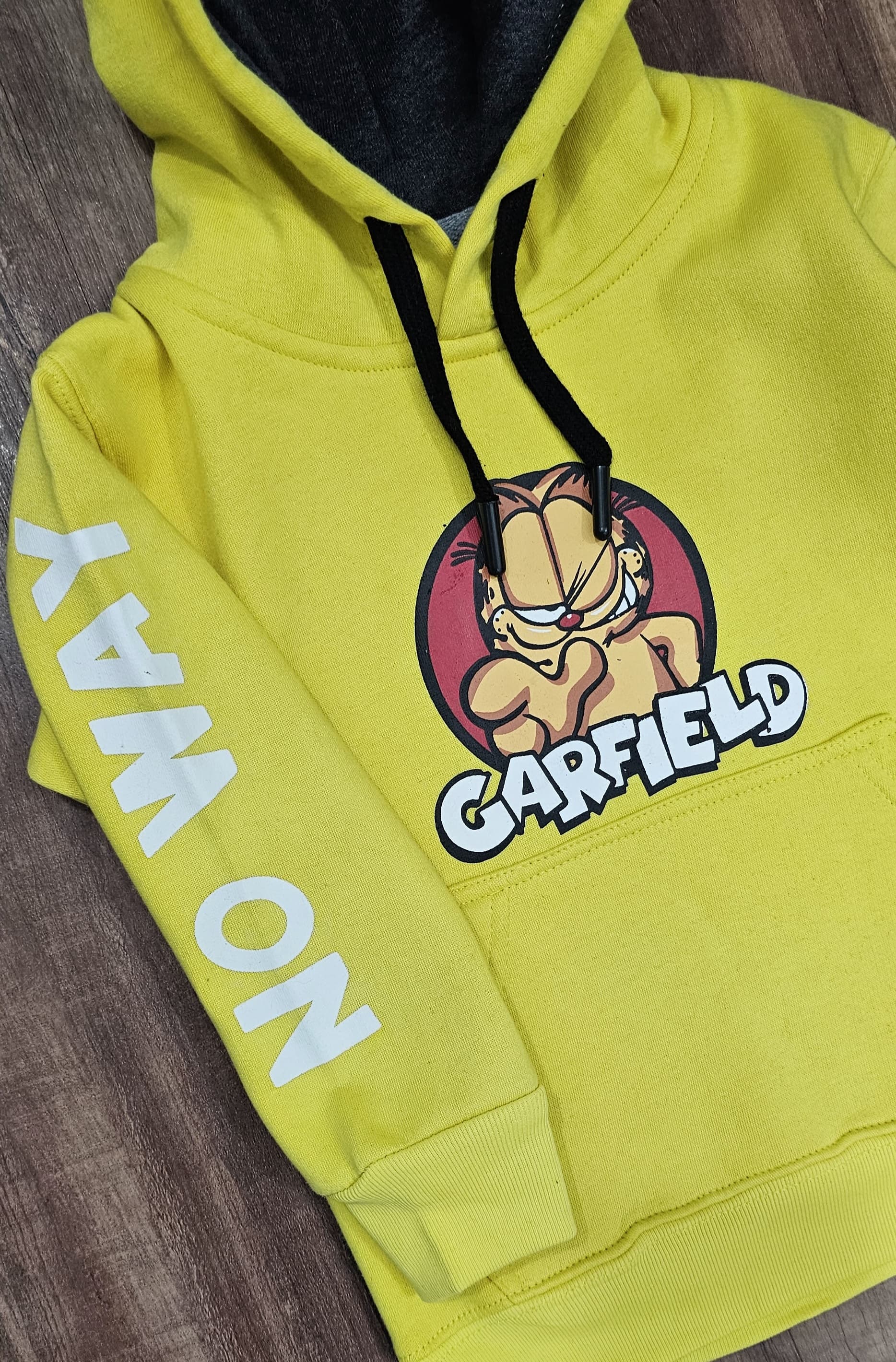 Garfield Yellow boys hoodies Cotton Fleece Fabric