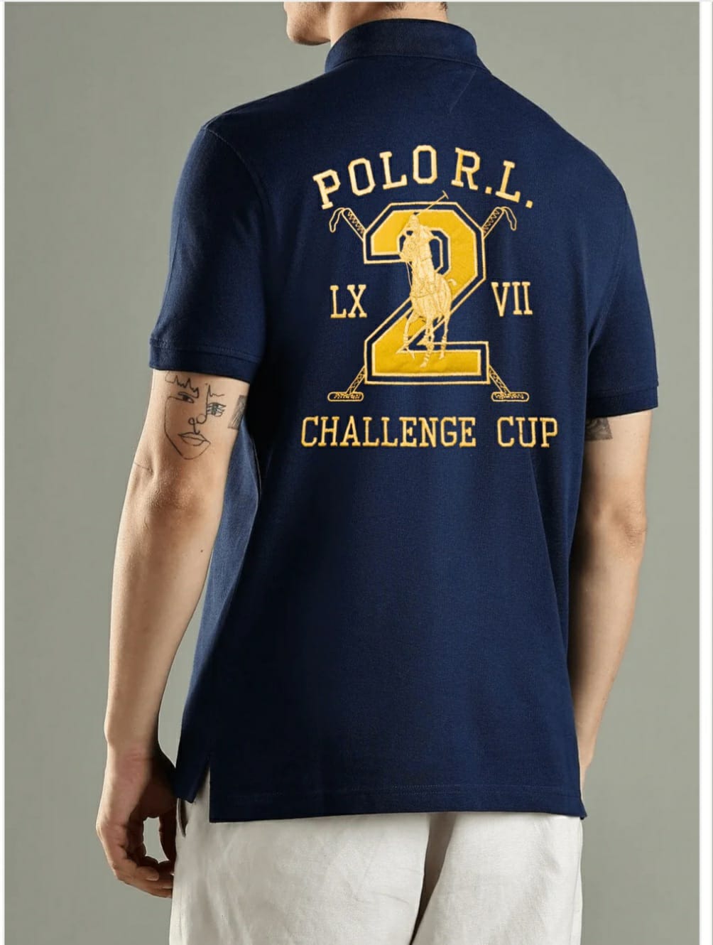 RL - Mens PiQue cotton polo shirts. Navy Blue
