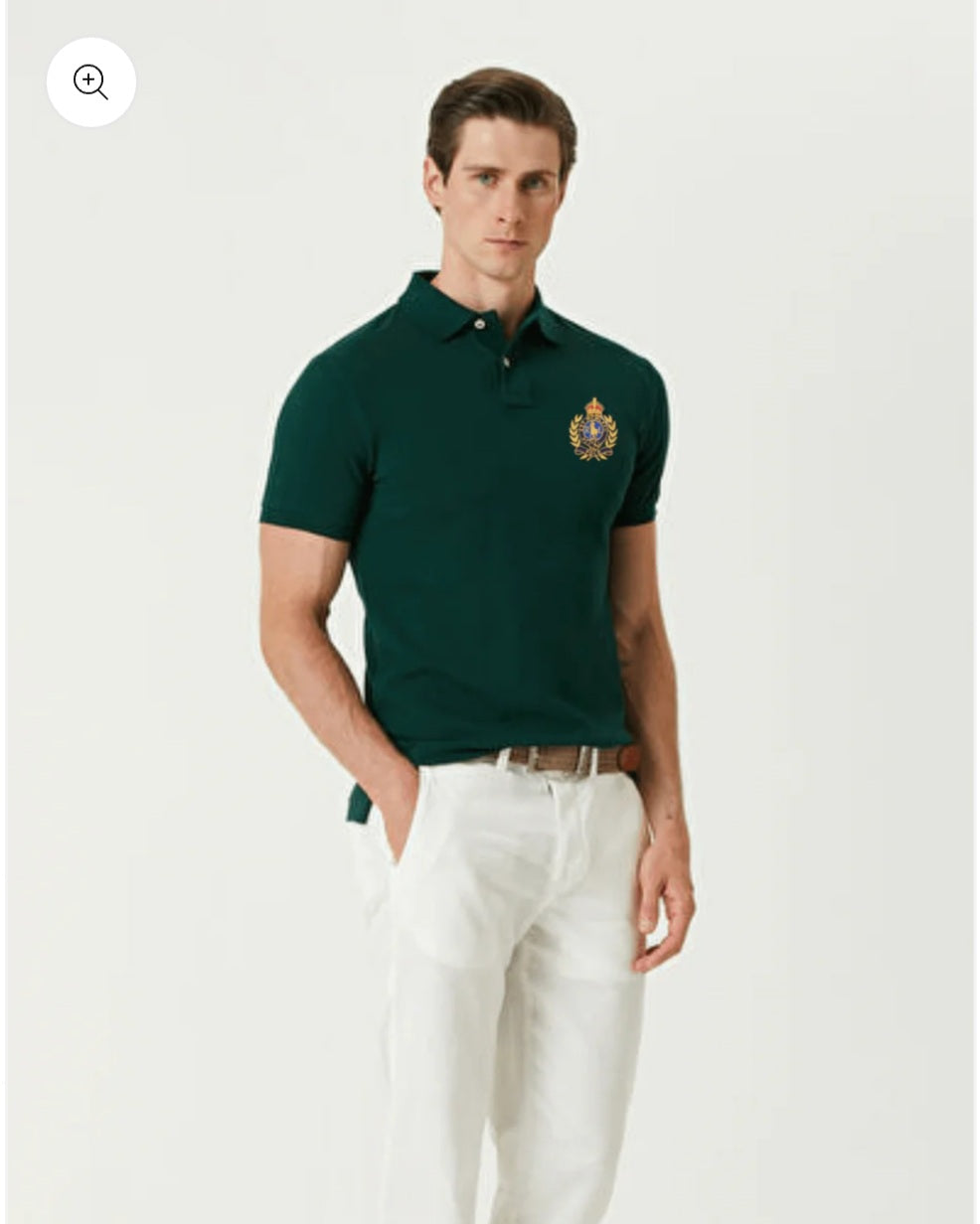 RL - Mens PiQue cotton polo shirts. Green