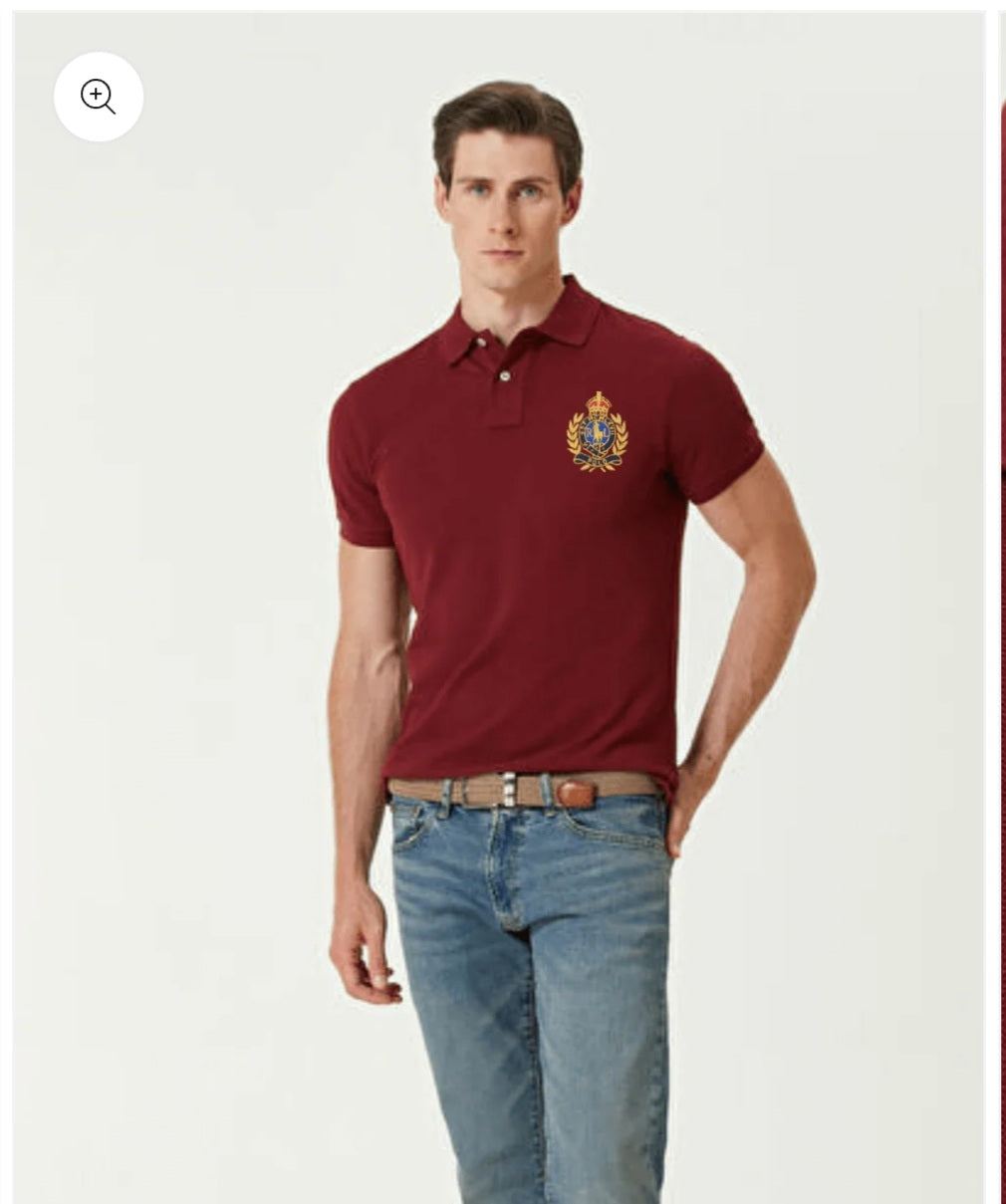 RL - Mens PiQue cotton polo shirts. Maroon