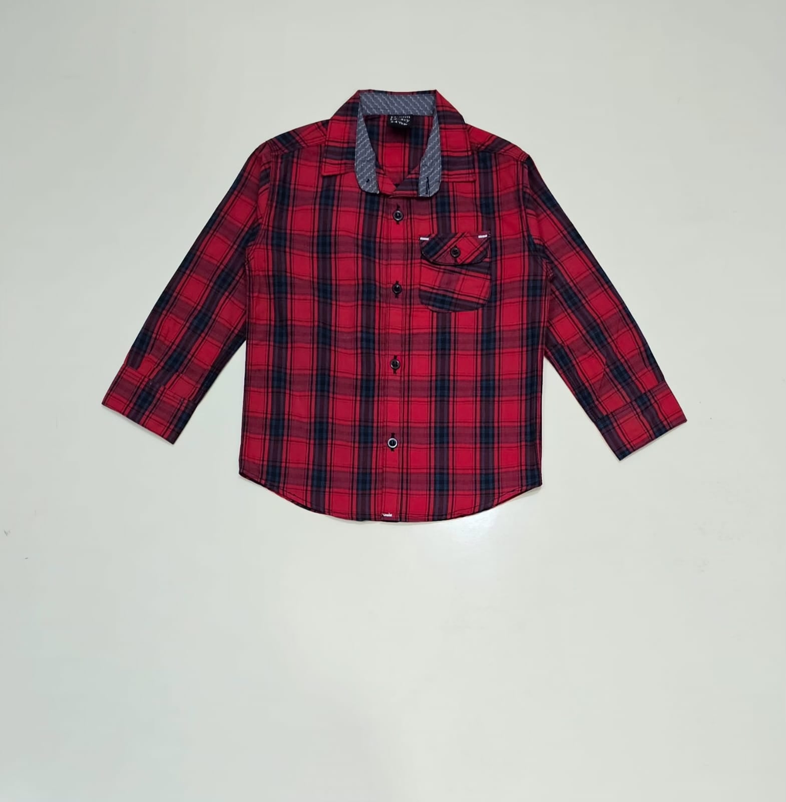 Red and Blue Check Boys Full Sleeve Casual Shirts