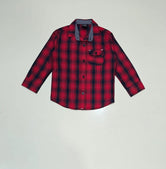 Red and Blue Check Boys Full Sleeve Casual Shirts