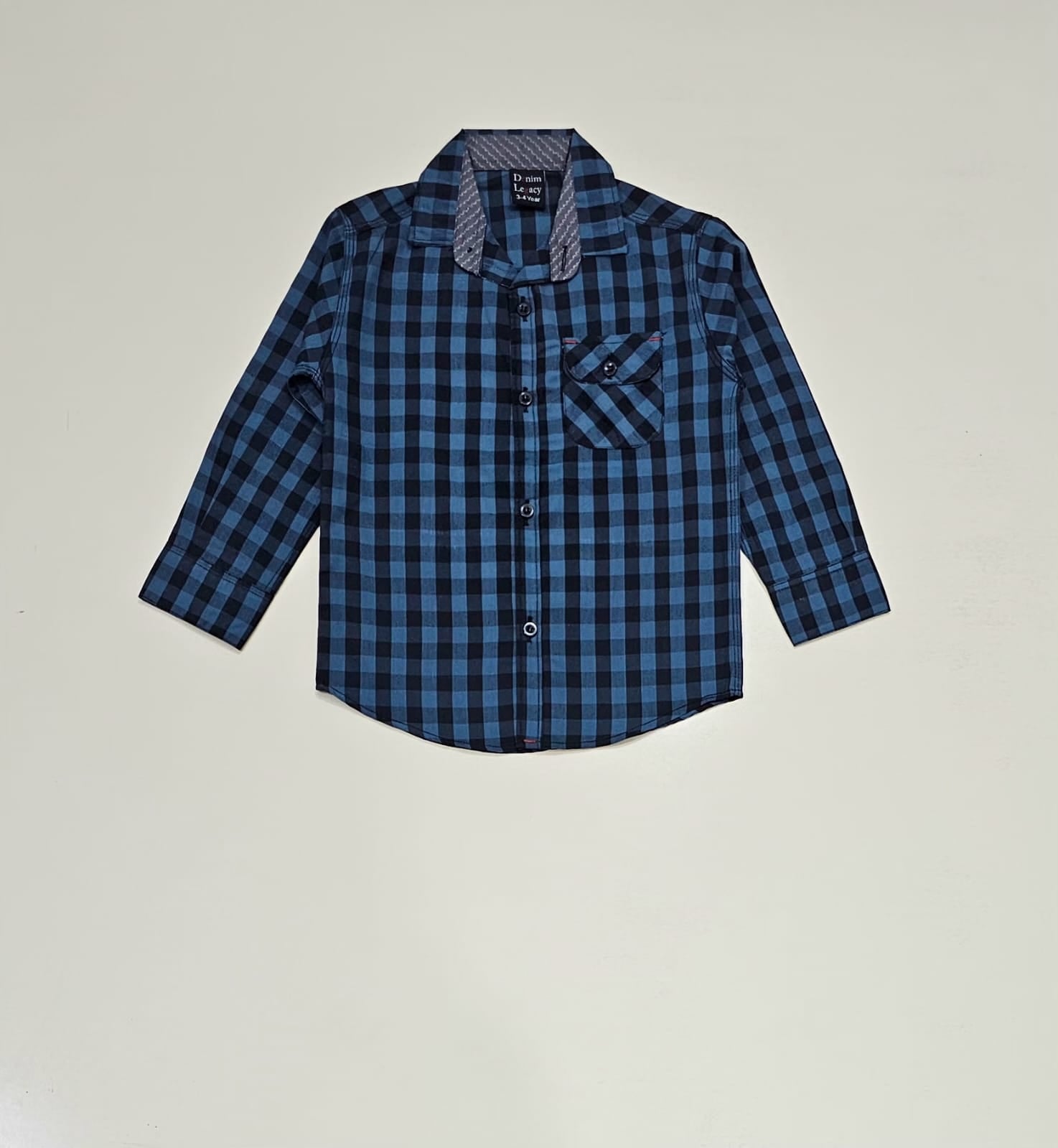 Blue and Black Boys Full Sleeve Casual Shirts