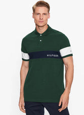 TH- Mens PiQue cotton contrast pannel polo shirts. Green