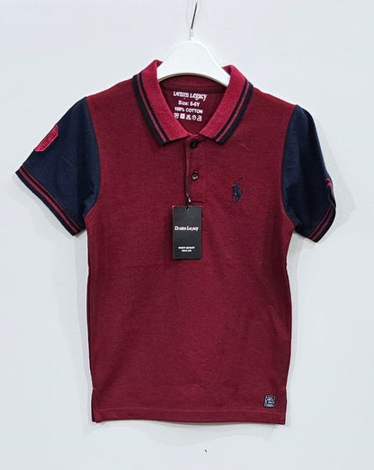 Boys cotton pique fabric polo shirts  Maroon colour