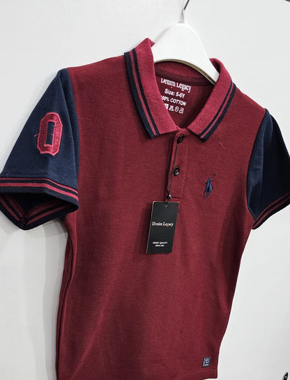 Boys cotton pique fabric polo shirts  Maroon colour