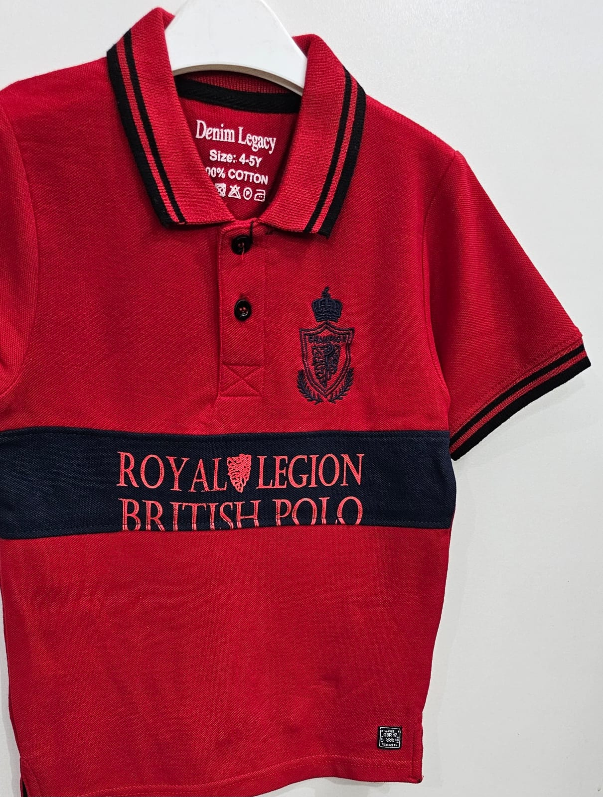 Boys cotton pique fabric polo shirts Red colour